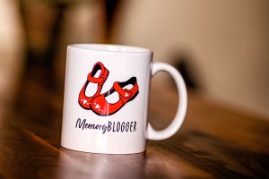 MemoryBlogger Mug on Desk (Tilted)